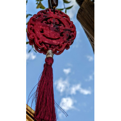 Medaillon jade Henan bordeaux