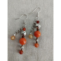 Boucle d'oreille agate orange