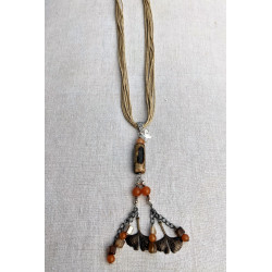 sautoir fils de lin et tube...