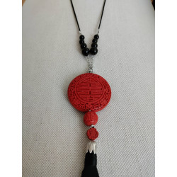 Collier soleil levant rouge